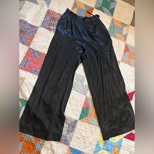 Ralph Lauren Black Satin Wide-Leg Pants